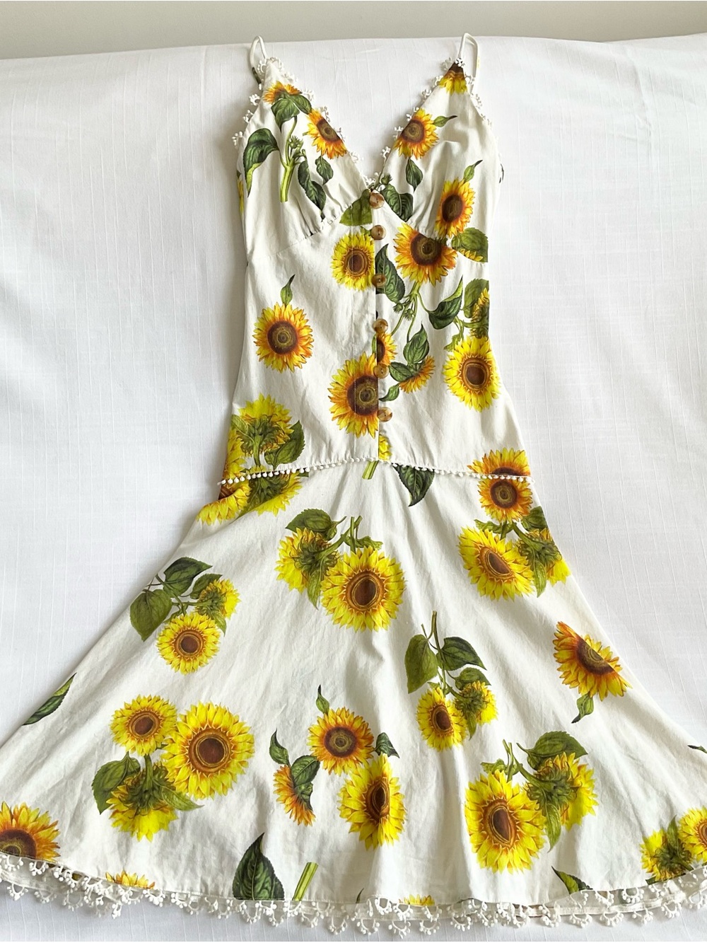 FARM Rio | Sunflower Linen Blend Midi Dress | XS